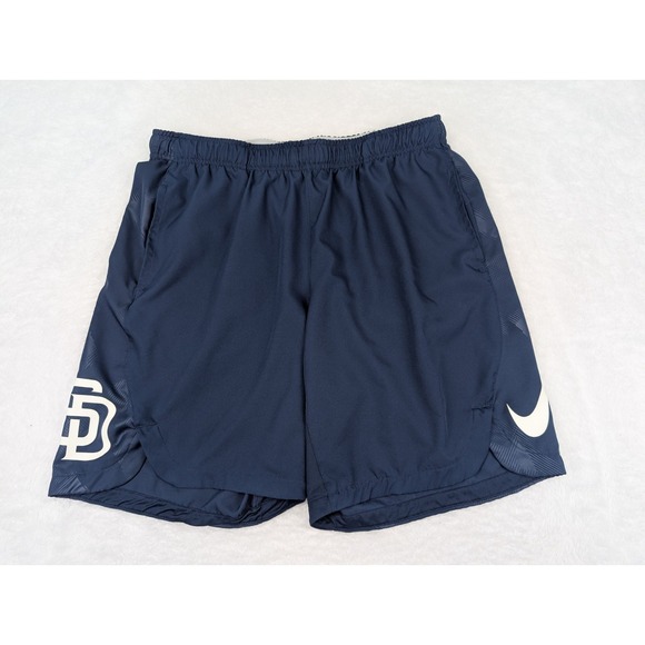 Nike San Diego Padres Dri Fit Shorts Men's XL Navy Blue Authentic Swoosh - Picture 1 of 13
